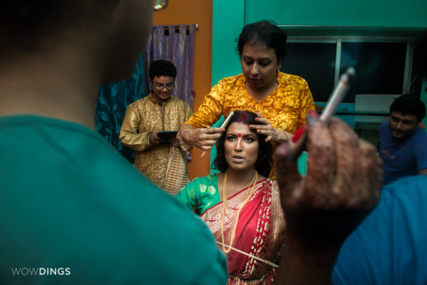 transgender bride in her make-up session