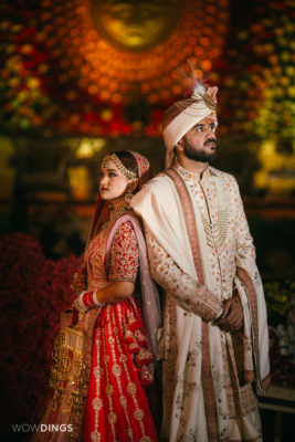 bride aand groom portraiture in garwali wedding