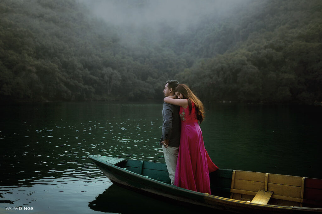 couple on a boat in the lake