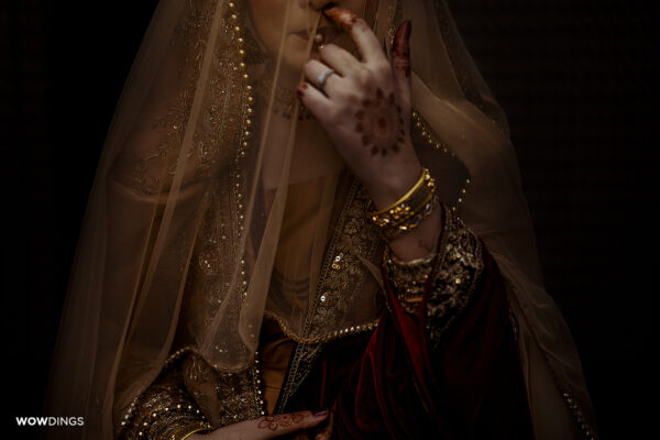 Beautiful Muslim Bride under a veil at a Delhi Wedding