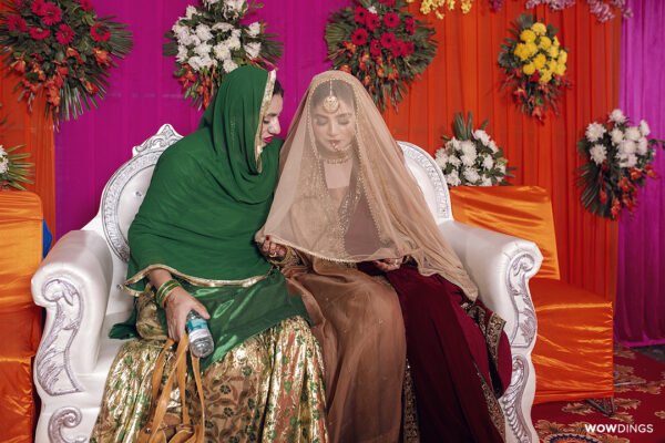 colourful decor and beautiful indian muslim bride in a delhi wedding