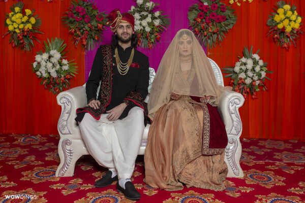 Beautiful Muslim Bride and Groom Couple Portrait at their Nikaah in a muslim wedding in delhi