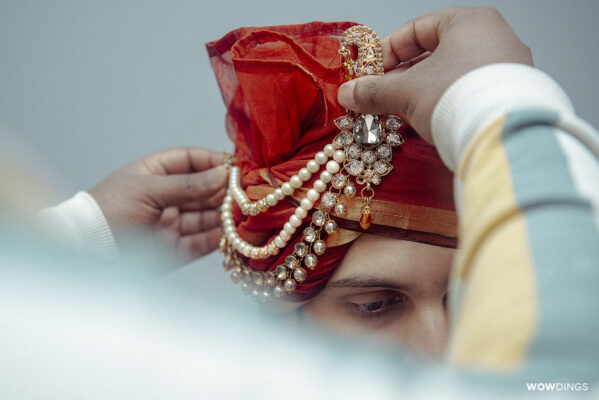 Sar pench on pagdi safa of groom at a muslim wedding in Delhi
