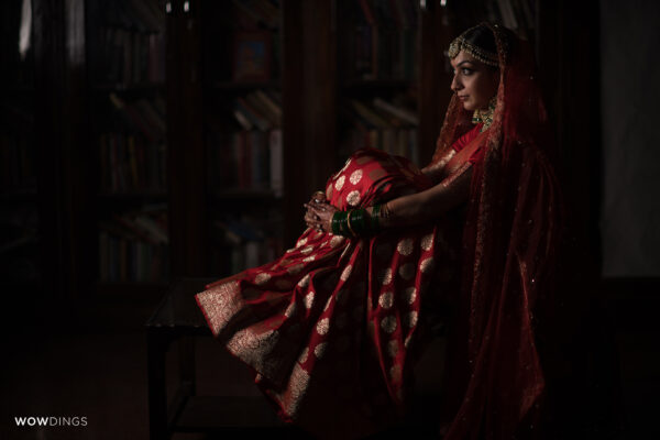 Beautifil bride picture in the library