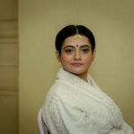 beautiful bengali bride in bathrobe