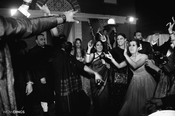 sarah Hasmi dancing at her beautiful farmhouse Sangeet/ Cocktail Event wedding