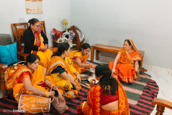 Haldi ritual in pahadi hindu wedding
