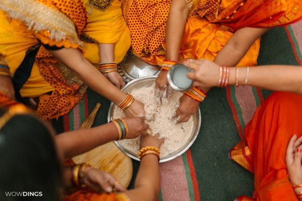 Haldi ritual in pahadi hindu wedding