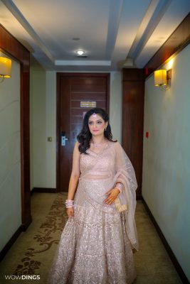 Beautiful bridal portrait before engagement ceremony at indian wedding candid photography in delhi