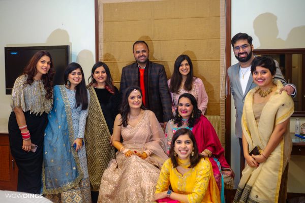 Beautiful family portrait before engagement ceremony at indian wedding candid photography in delhi