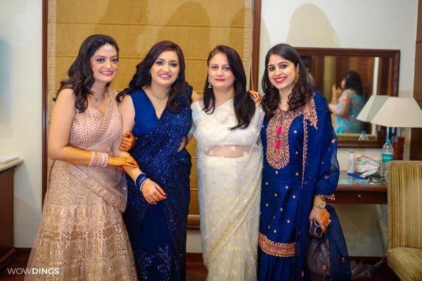 Beautiful bridesmaids portrait before engagement ceremony at indian wedding candid photography in delhi