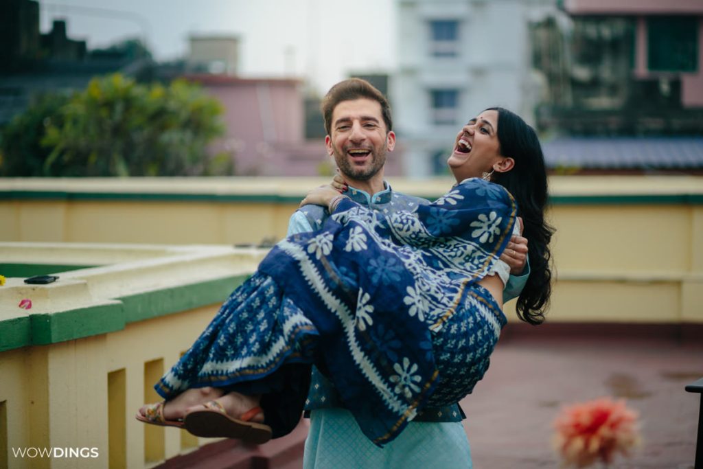 Begali bride with iltalian groom in kolkata prewedding shoot