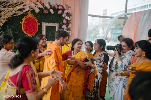 haldi ceremony , Cross culture wedding photography in kolkata by wowdings
