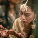 Muslim bride's with during a mehendi ceremony