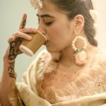Muslim bride's with during a mehendi ceremony