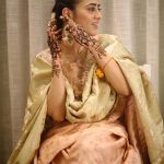 Muslim bride's with during a mehendi ceremony