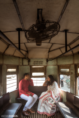 Bengali couple inside Kolkata Tram