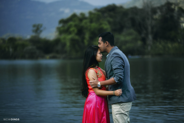 destination pre-wedding photoshoot at phewa lake nepal