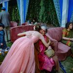 Sarah Hashmi hugging family at her wedding Event