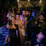 sarah Hasmi taking selfie with friends at her wedding Sangeet/ Cocktail Event