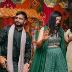 bride dancing at Mehndi and sangeet Ceremony of Delhi wedding candid photography