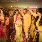 phoolon wali haldi ceremony tel baan manjha indian wedding event rituals candid photography delhi