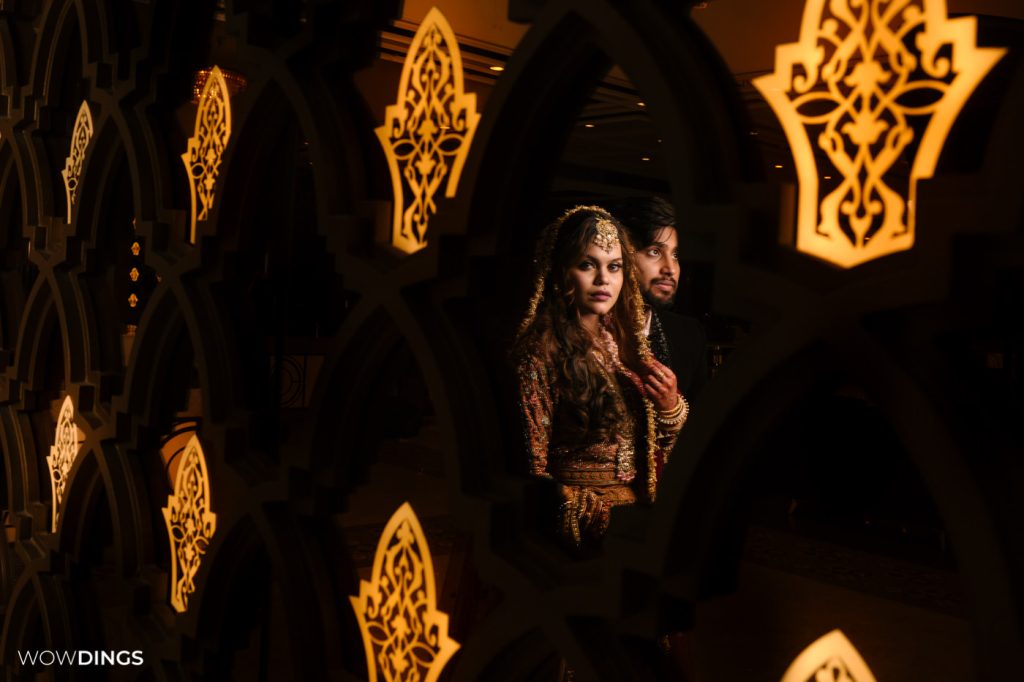 beautiful muslim bride and groom photoshoot in a wedding event