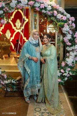Muslim mother and son in group photoshoot in wedding event