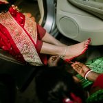 Bride wearing Alta on her leg, Cross culture wedding photography in kolkata by wowdings